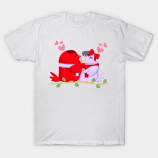 Valentines Love Birds Cute Romantic Red T-Shirt